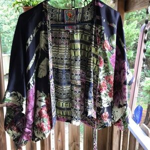 Johnny Was cropped kimono silk Medium